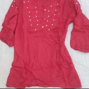 Short Red Kurti , Size - Xs to L