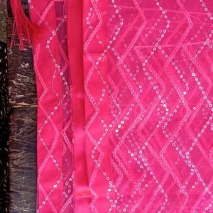 Pink Sequence Duppata