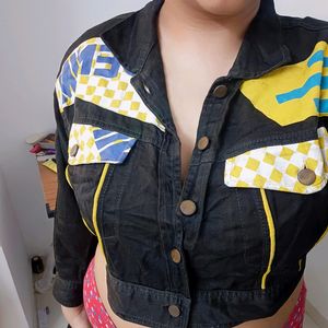 Racer Crop Denim Jacket