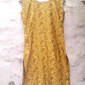 BANARASI SILK MUSTARD KURTI