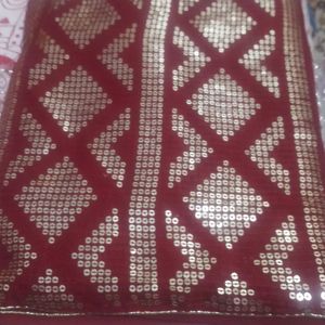 PRICE DROP For TODAY 💝💝Maroon sequence saree w.with attached blouse piece