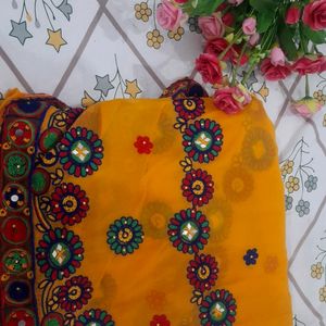 Mustard chiffon Saree