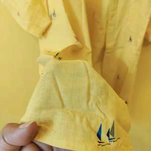 Highlander Yellow Pure Cotton Casual Half Shirt