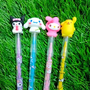 Set of 4 Sanrio Character Push Pencils