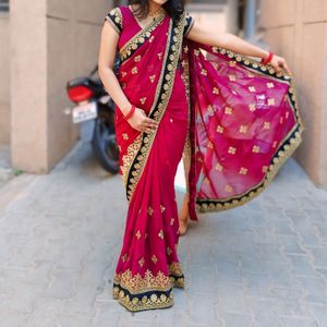 Heavy Wedding Saree With Blouse