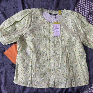 Zudio Green Shirt Style Top- Printed Floral- New