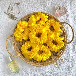 Yellow Satin Scrunchies