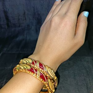 Gold plated Red Pola Bangles