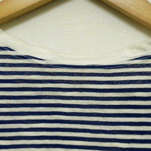 Trendy New Blue And White Stripe Top For Women