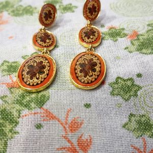 Very Classy Earring In Orange And Brown Shade