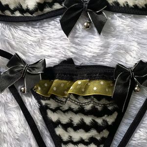 Cute Kitten Fur Fabric Intimate Bikini Set 👙