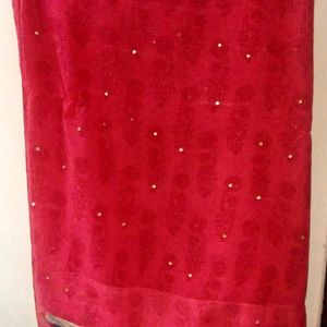 Rose Pink Georgette Saree With Bindi Work