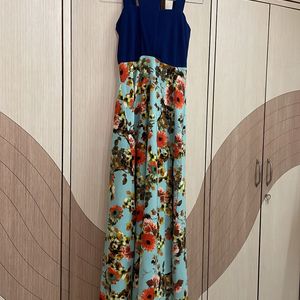 Blue Floral Long Dress