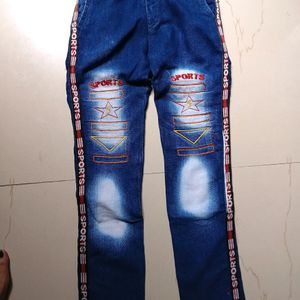 Blue Denim Stripped Jeans