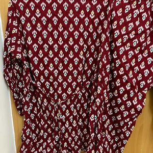 Maroon Co Ord Set Shell Work At Neck