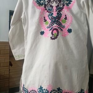 Chickankari Embroidery Pure Cotton Kurta