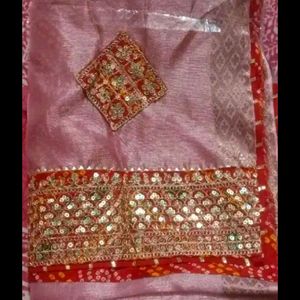 New Cotton Silk Border Sari With Blouse Piece