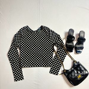 Backless Polka Dot Long Sleeve Top