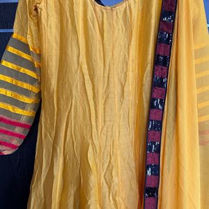 Yellow Anarkali Dress With Dupatta