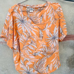 Floral Coral Boxy Top