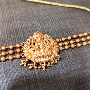 Traditional 3 Layer Golden Lakshmi Choker Necklace