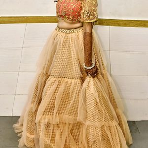 Designer Lahenga Choli With Peach Dupatta