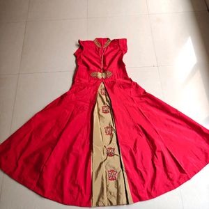 Red Colour Hand Work Wedding Gown