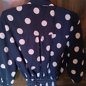 Unused Beautiful Navy Blue Top With Pulka Dott Top