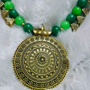 Green Necklace And Earring Set