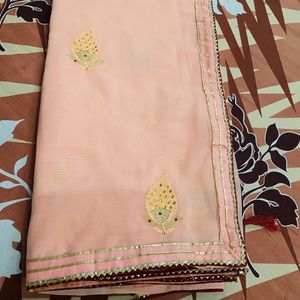 Pretty Peach Colour Light Work Saree🌸