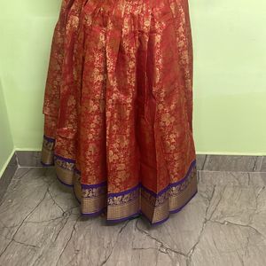 Golden Red Pattu Parikini/Pavada/ Lehenga