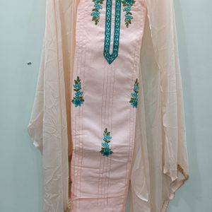 Peach Colour All Over Suit With Chiffon Dupatta