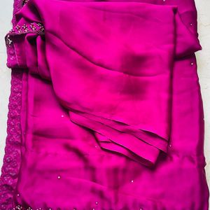 Dark Purple Satin Saree