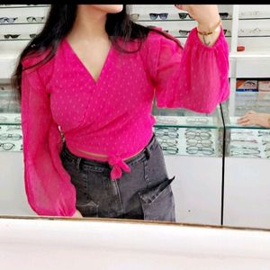 Sera Pink Wrap Crop Top 💗