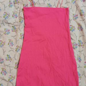 Zara ribbed Strappy Hot Pink Dress