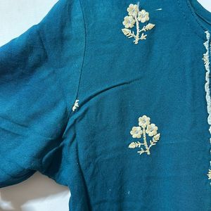 Blue Embroidery Kurthi