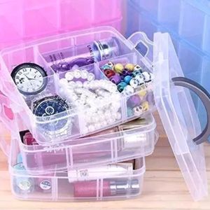 3 Layers 18 Grid Plastic Transparent Storage Box