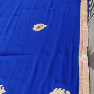 Royal Blue Kdhai Work Saree