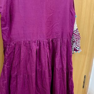 Purple Embroidered With Lace Anarkali Kurta