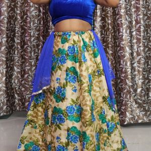 Royal Blue Ethnic Long Skirt