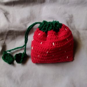 Crochet Strawberry pouch