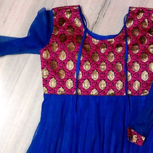 BLUE ANARKALI SET FOR WOMEN