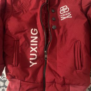 Winter Red Fleece Jacket With Hood For Baby Boy 12