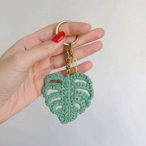 Crochet Leaf Keychain