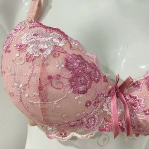 Pink Embroidery Princess Bra