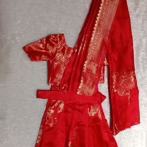 Baby Girls Red Half Saree