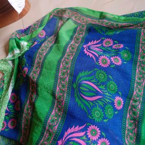 Blue Pink Green All Colours Mix Saree