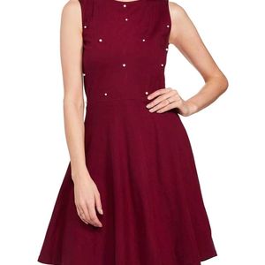 Red Midi Pearl Work Dress