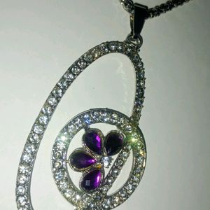 Silver Pendant Necklace With Earring