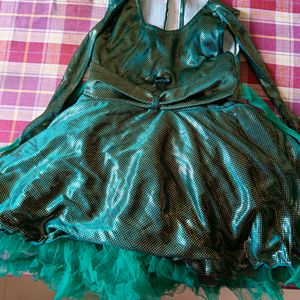 Dark Green Color Girl Baby Flared Frock